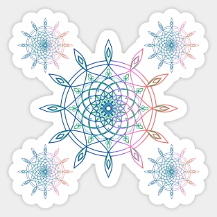 Multicoloured dreamcatcher and paisley motif pattern with mandala design illustrations Sticker